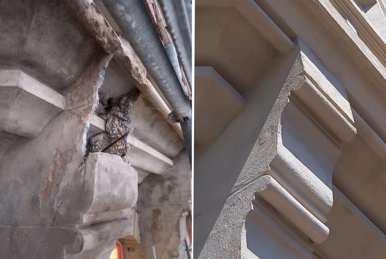 Rénovation console béton avant après